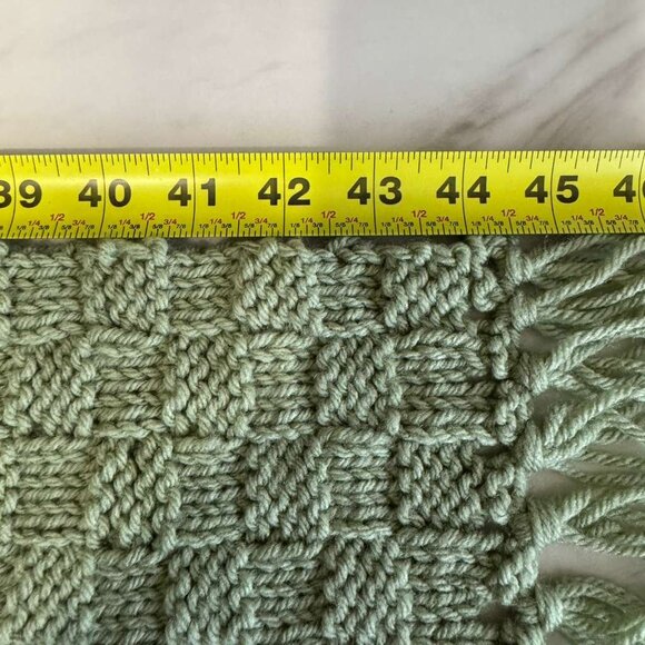 Scarf Basket Weave Crochet Green Pistachio Winter Scarf Shawl Wrap Fringe 56" - Picture 6 of 6